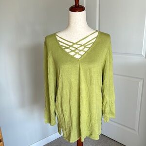Giorgio Fioirlini bright green sweater 14/16 size women’s rayon cotton blend